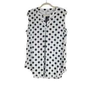 NewChoice Top Womens XL Polka Dot V-Neck Sleeveless Tank Tunic Black White NWT